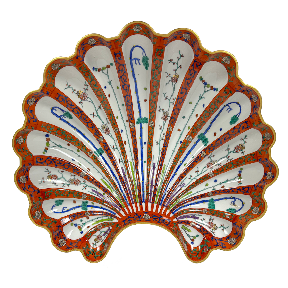 Herend Large Shell Porcelain Centrepiece Red Dynasty (Siang Rouge)