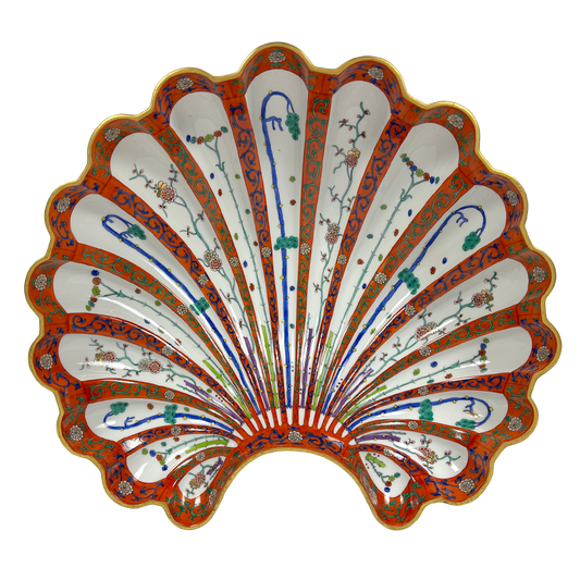 Herend Large Shell Porcelain Centrepiece Red Dynasty (Siang Rouge)