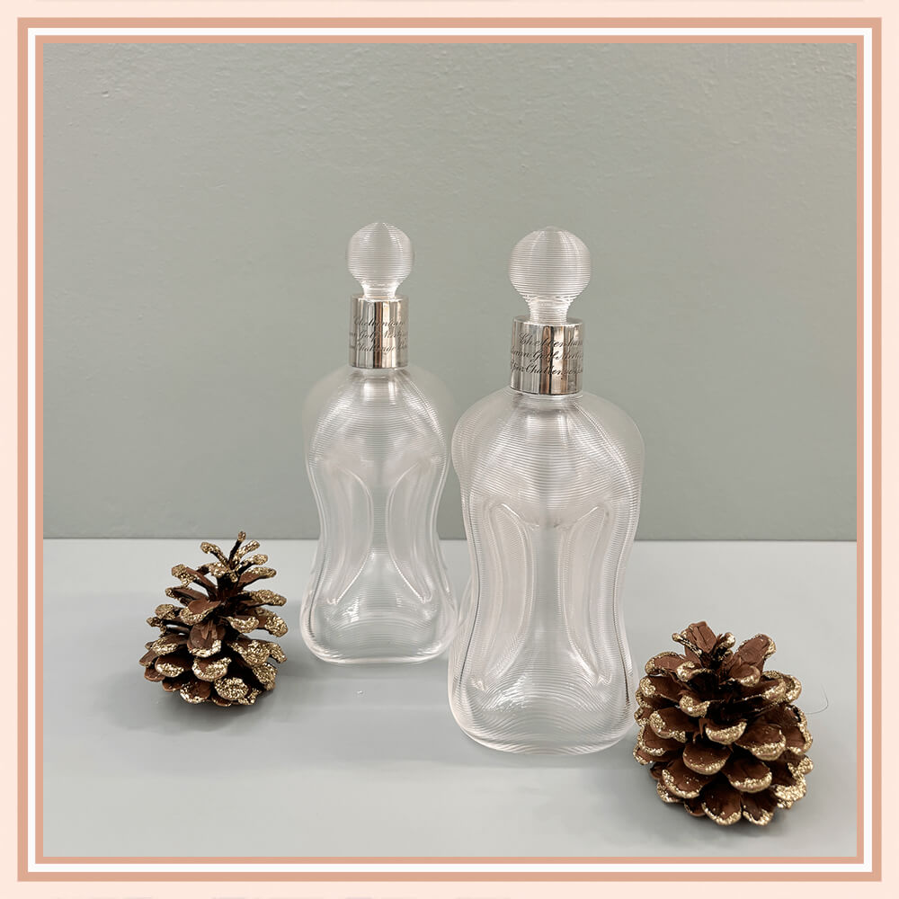 Pair of "Kluk-kluk" Ribbed Glass Decanters