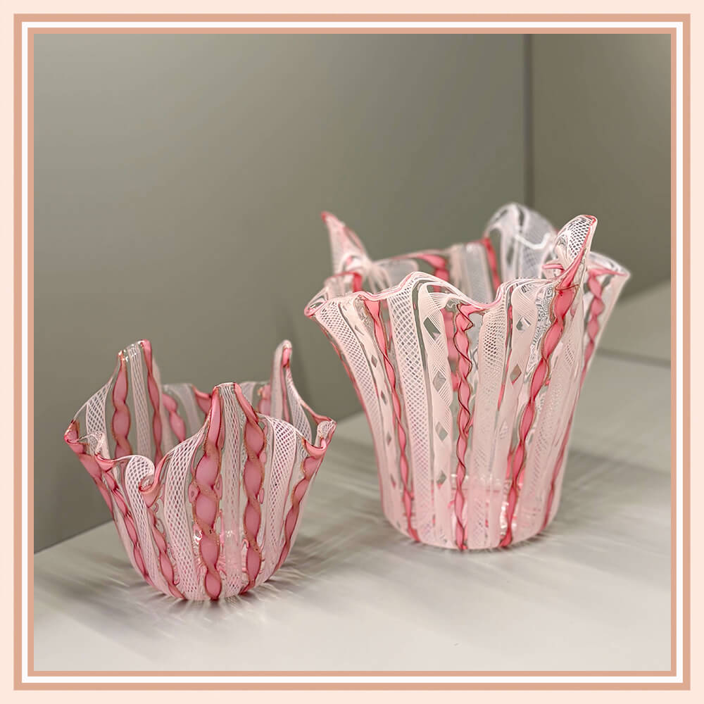 Pink Mini Fazzoletto Venini Vases Set of 2 - Galleria Fossi 33