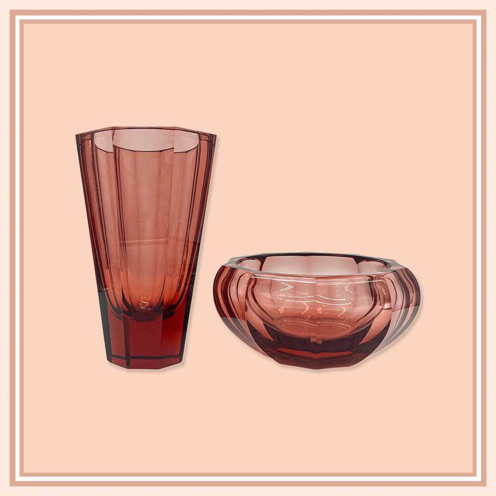 Moser Crystal Centerpiece Bowl & Vase Set