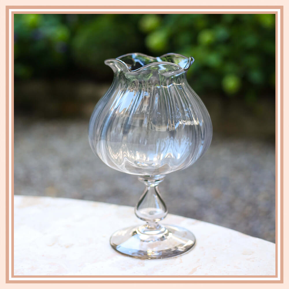 Globular Glass Vase with Wavy Rim