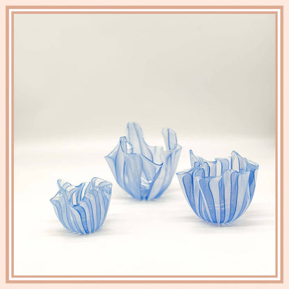 Set of 3 Ocean Blue Small Decorative Fazzoletto Vases - Galleria Fossi 33