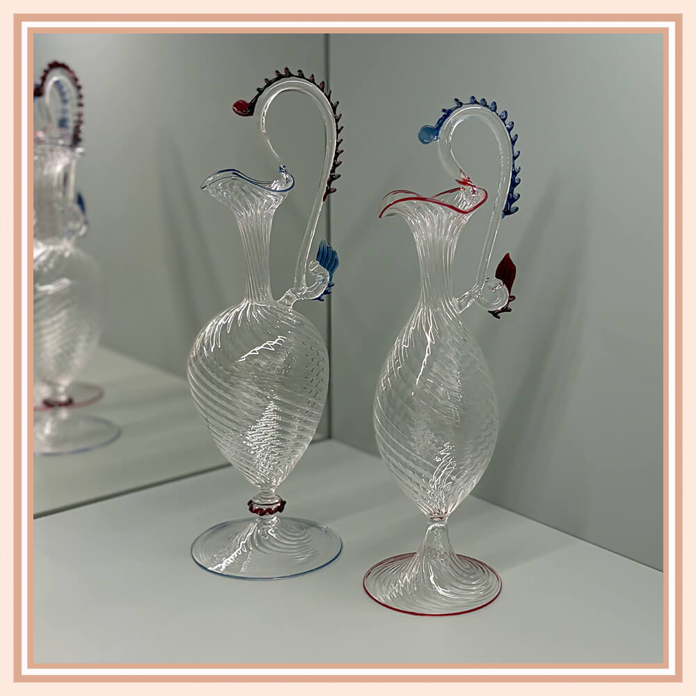 Pair of Murano Crystal Olive Oil & Vinegar Carafes