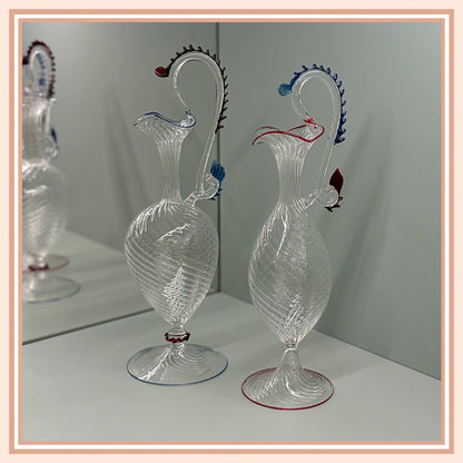 Pair of Murano Crystal Olive Oil & Vinegar Carafes
