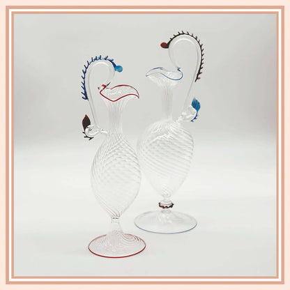 Pair of Murano Crystal Olive Oil & Vinegar Carafes