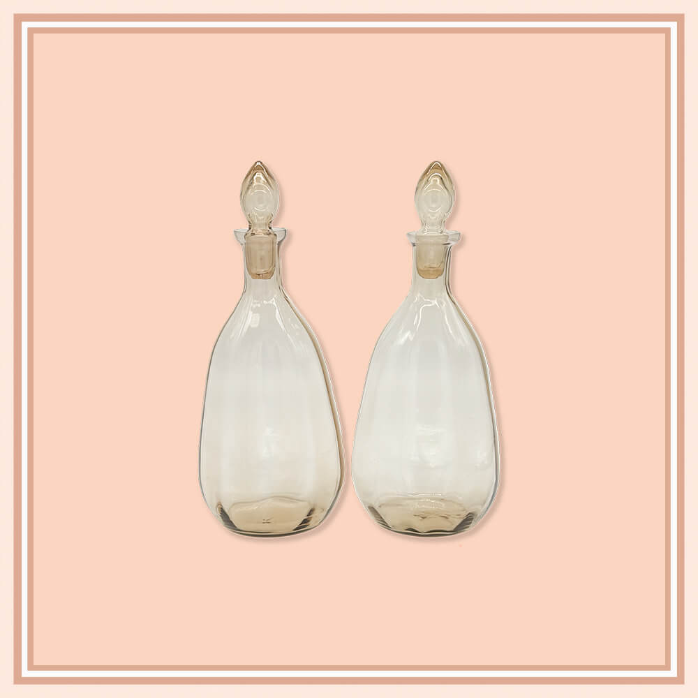 Pair of Amber Yellow Venini Glass Bottles - Galleria Fossi 33