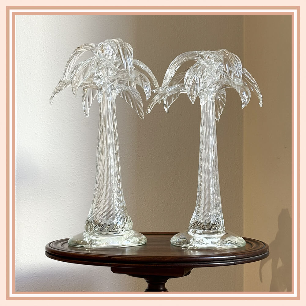 Pair of Glass Palm Tree Shaped Candlesticks - Galleria Fossi 33