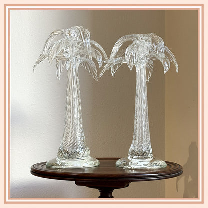 Pair of Glass Palm Tree Shaped Candlesticks - Galleria Fossi 33