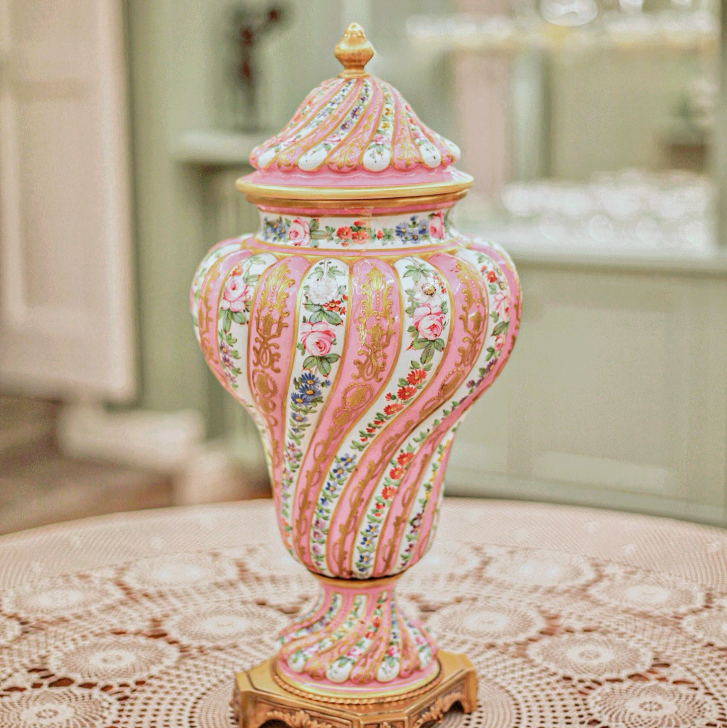 French Bronzed Porcelain Potiche