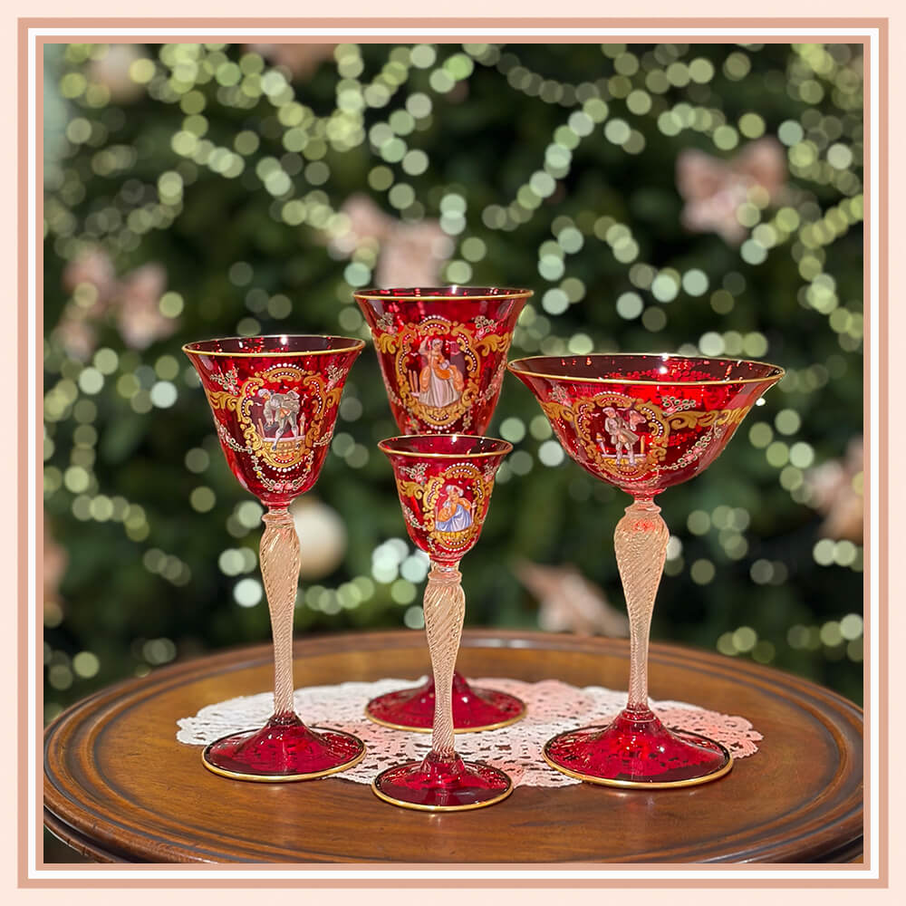 Set of 44 Red Glasses in Murano Glass - Galleria Fossi 33