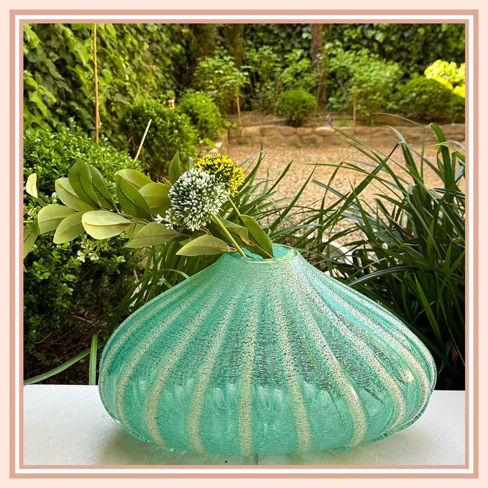 Murano Seafoam-Green Glass Shell Vase