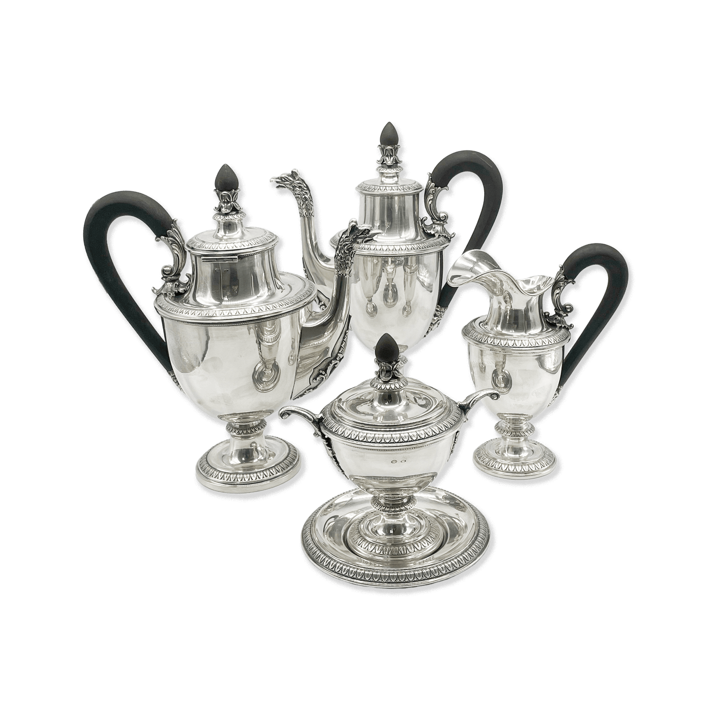 Coffee & Tea Serving Set with Black Wooden Handles