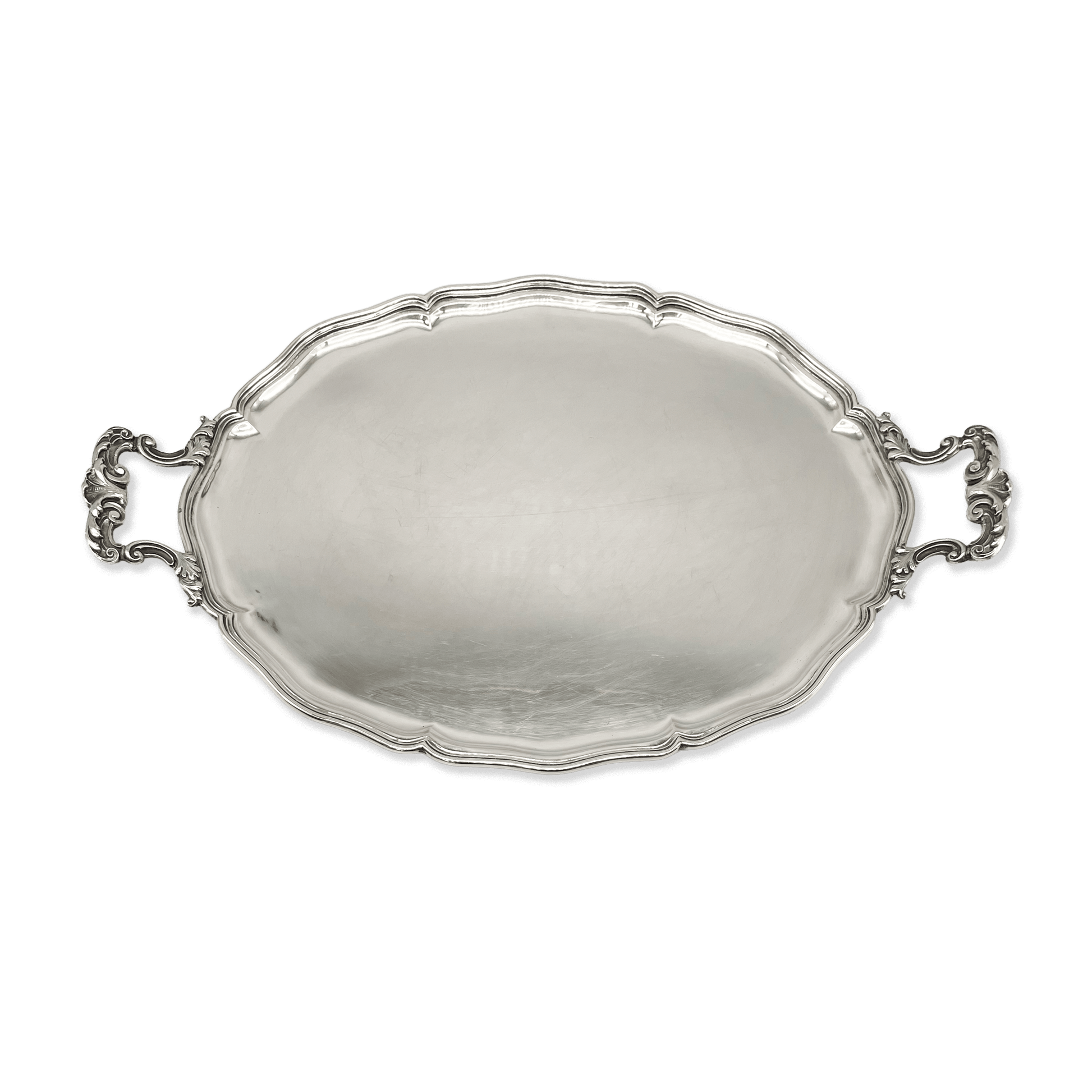 Oval Silver tray with handles 