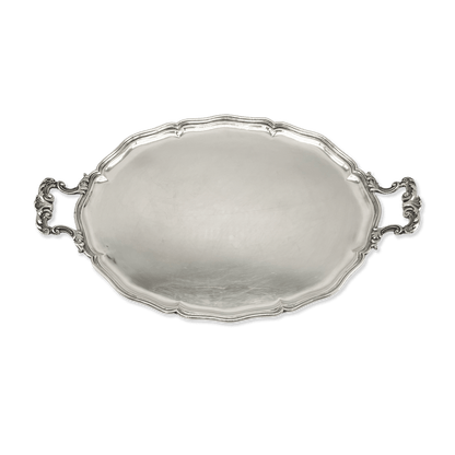 Oval Silver tray with handles 