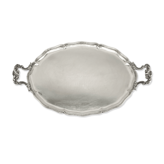 Oval Silver tray with handles 