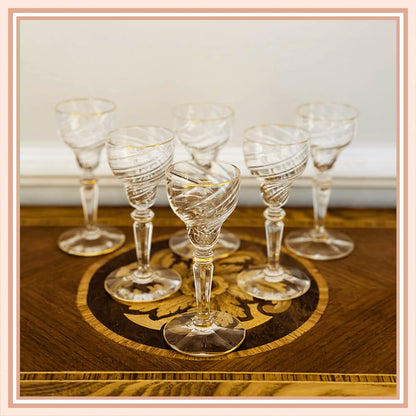 Set of 6 Spirit Glasses with Golden Rim - Galleria Fossi 33, Florence.