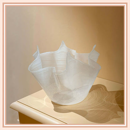 Transparent "Fazzoletto" Vase with White Stripes - Galleria Fossi 33